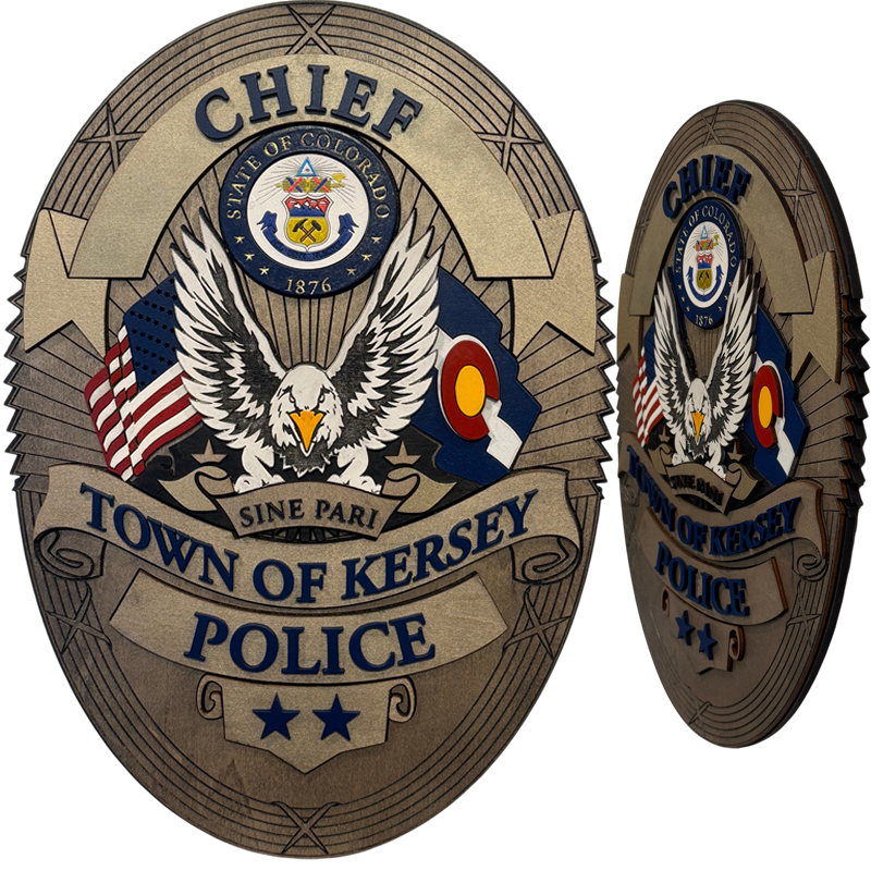 12" custom badge - Kersey, Colorado