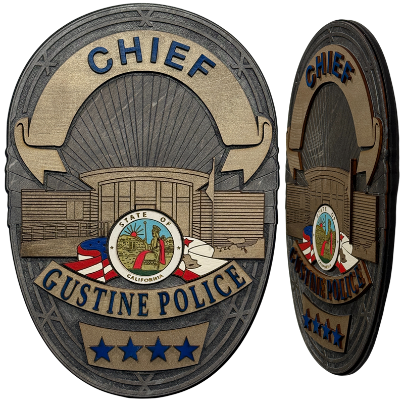 12" tall badge, Gustine, California