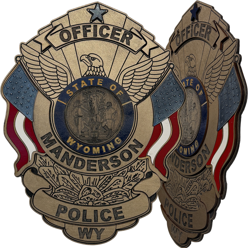 12" tall badge, Manderson, Wyoming